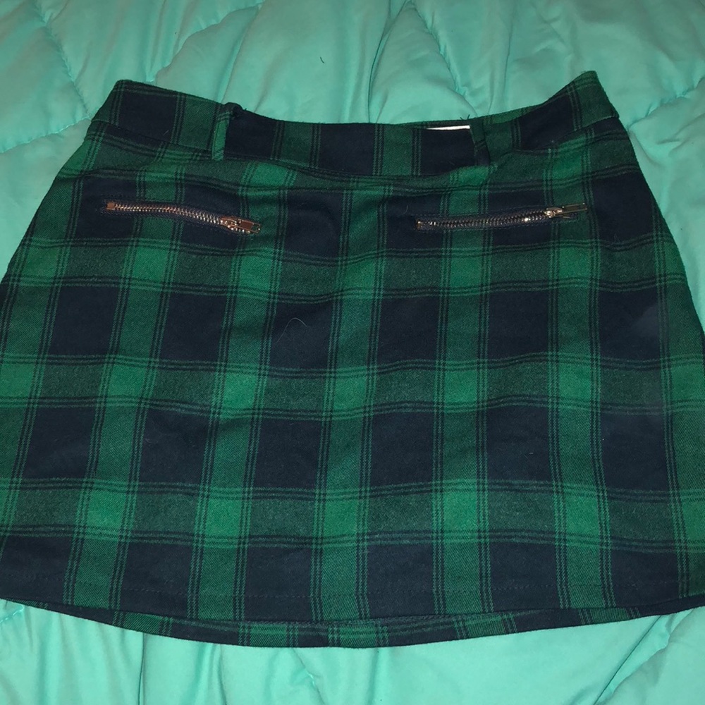 green plaid skirt from LF